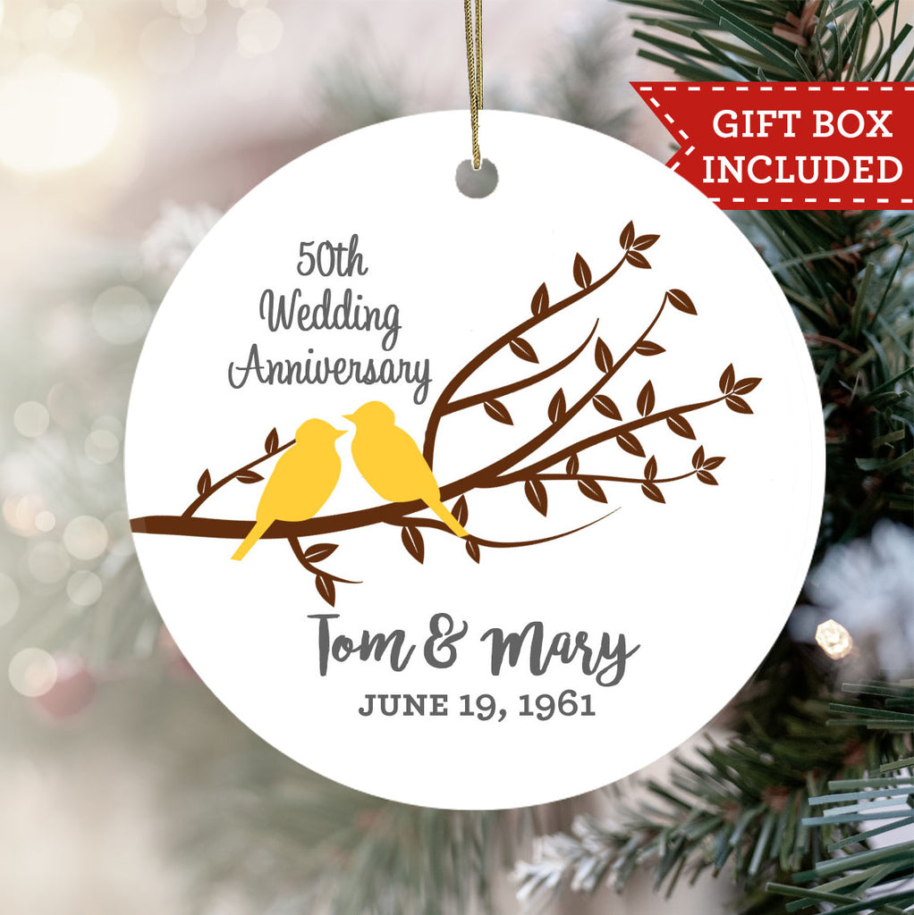 Personalized Wedding Anniversary Ornament - Love Birds