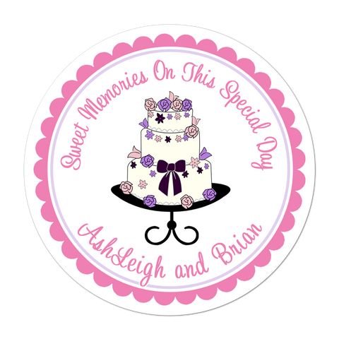 Fancy Wedding Cake Personalized Wedding Favor Sticker