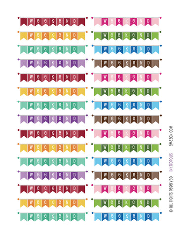 Monthly Planner Stickers Rainbow Weekend Banner Stickers Planner Labels Compatible with Erin Condren Vertical Life Planner - 30 Stickers