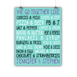 Couples Gift, Boyfriend, Girlfriend, Engagement, Wedding, We Go Together Like, Poster, Print Framed or Canvas wedding art - INKtropolis