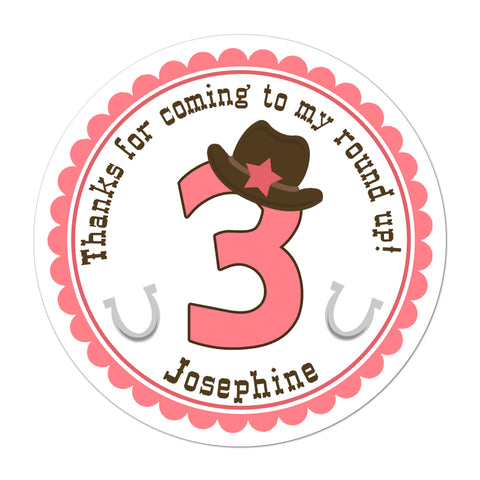Western Party Personalized Birthday Favor Sticker