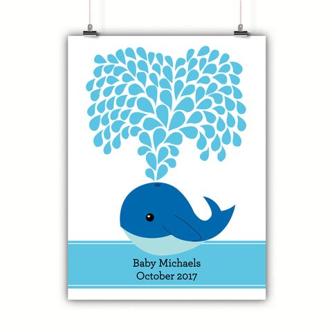 Personalized Baby Shower Guest Book Alternative - Blue Whale