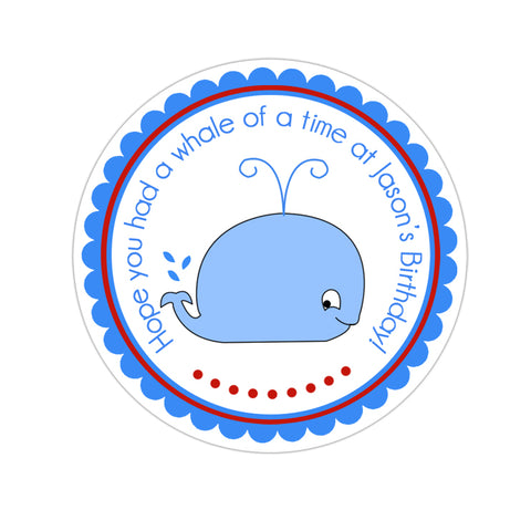 Whale Personalized Birthday Favor Sticker
