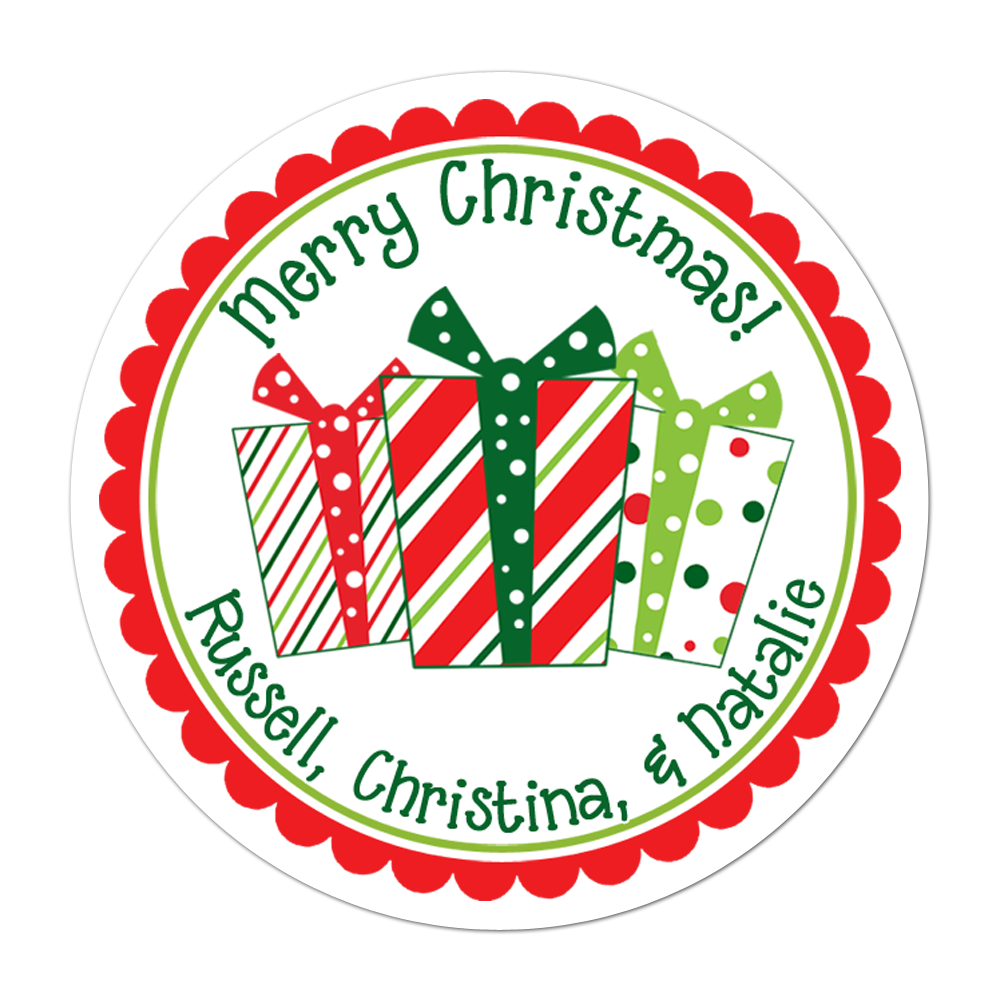 Whimsical Presents Personalized Sticker Christmas Stickers - INKtropolis