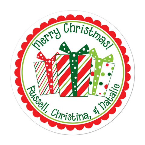 Whimsical Presents Personalized Holiday Gift Sticker