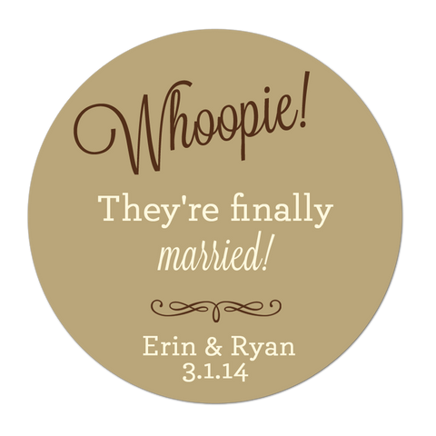 Whoopie We're Finally Married Personalized Wedding Favor Sticker