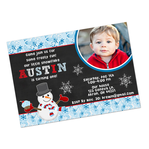 Winter Wonderland Snowman Digital Birthday Invitation