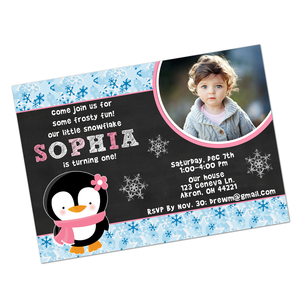 Winter Wonderland Penguin Digital Invitation Digital Invitations - INKtropolis