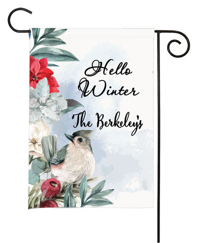 Personalized Winter Garden Flag - Floral Bird