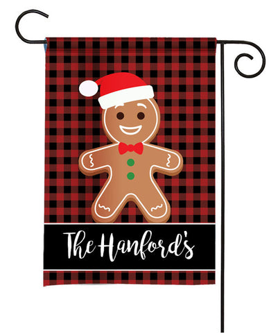 Personalized Holiday Garden Flag - Gingerbread Man