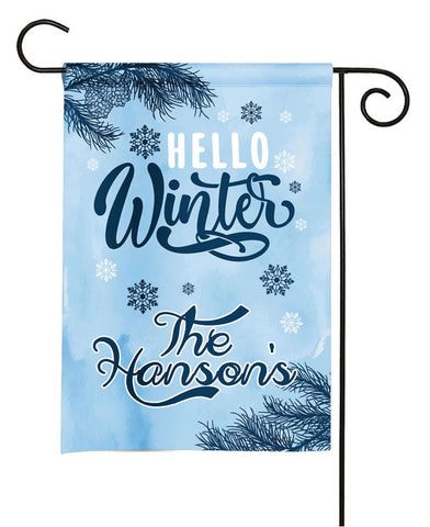 Personalized Winter Garden Flag - Hello Winter