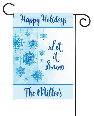 Personalized Winter Garden Flag - Snowflakes