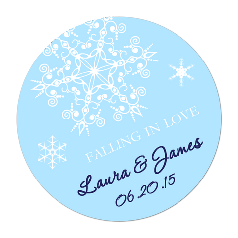 Snowflakes Personalized Wedding Favor Sticker