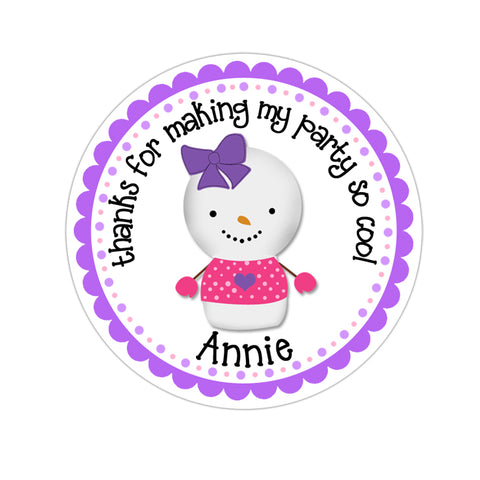 Snowman Girl Personalized Holiday Gift Sticker
