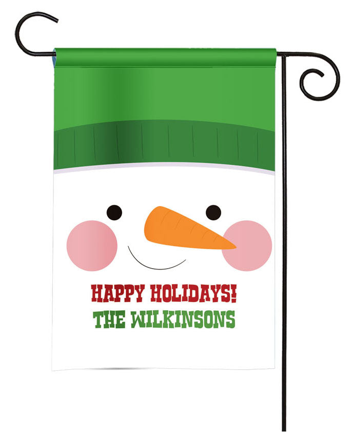 personalized snowman face christmas flag