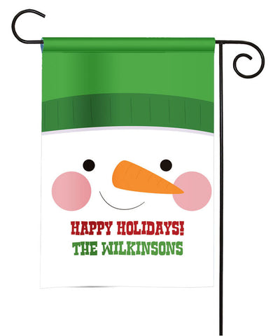 Personalized Christmas Garden Flag - Snowman Face