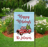 Personalized Christmas Garden Flag - Winter Vintage Truck