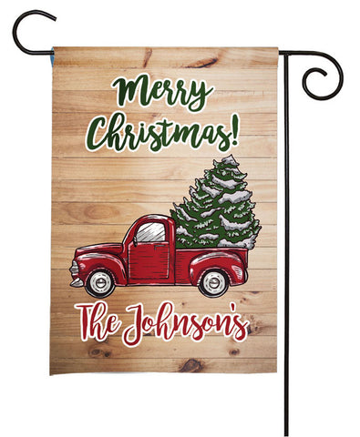 Personalized Christmas Garden Flag - Winter Retro Truck