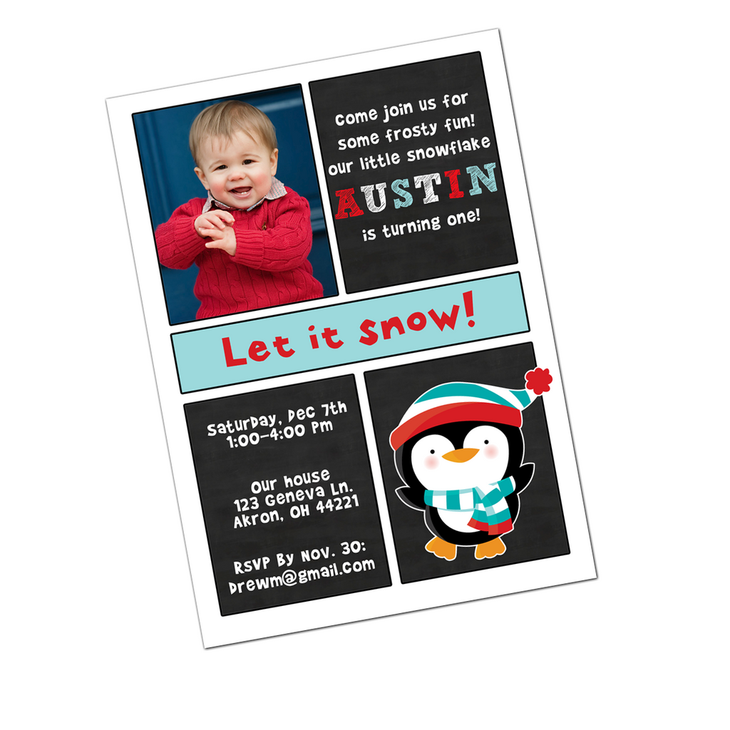 Winter Wonderland Penguin Digital Invitation Digital Invitations - INKtropolis