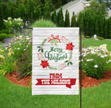 Personalized Christmas Garden Flag - Christmas Wreath