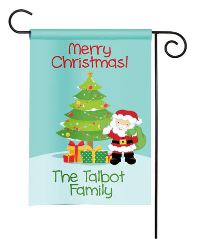 Personalized Christmas Garden Flag - Christmas Tree Santa