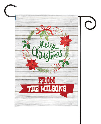 Personalized Christmas Garden Flag - Christmas Wreath