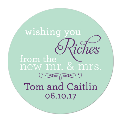 Wishing You Riches Personalized Wedding Favor Sticker