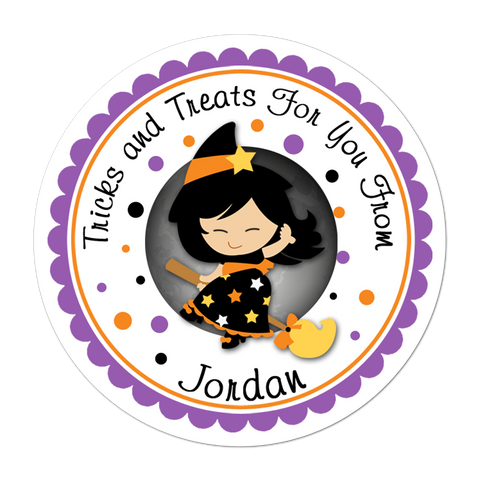 Asian Witch Personalized Halloween Sticker