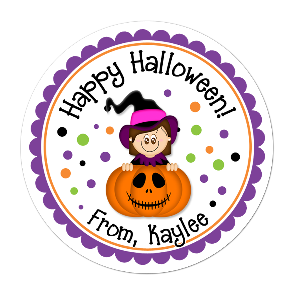 Witch In Pumpkin Personalized Sticker Halloween Stickers - INKtropolis