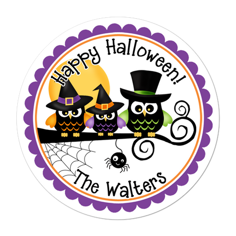 Halloween Owl Family Personalized Halloween Sticker