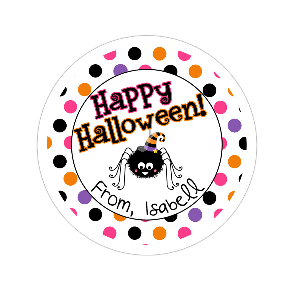 Polka Dot Spider Personalized Sticker Halloween Stickers - INKtropolis