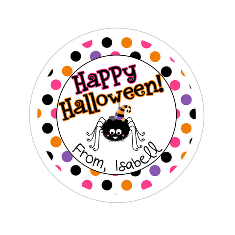 Polka Dot Spider Personalized Halloween Sticker