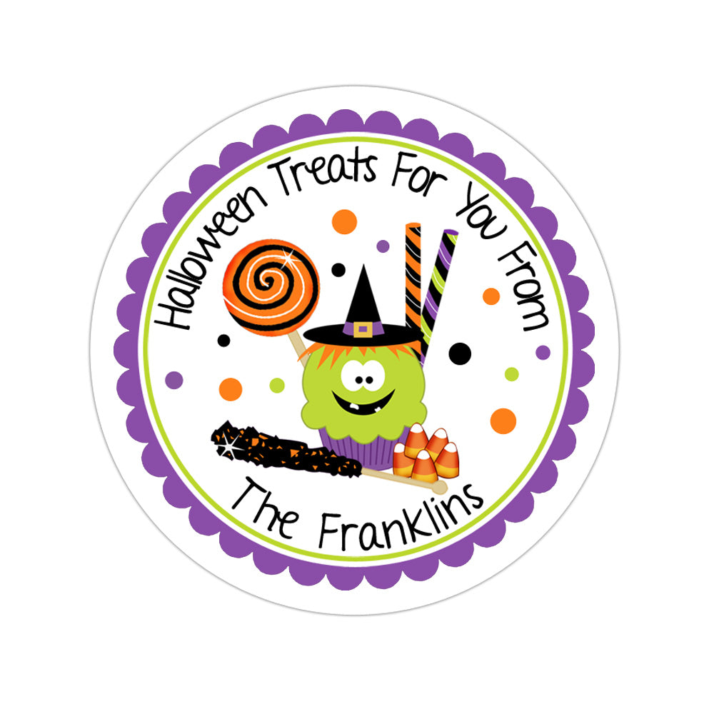 Halloween Treats and Cupcake Personalized Sticker Halloween Stickers - INKtropolis