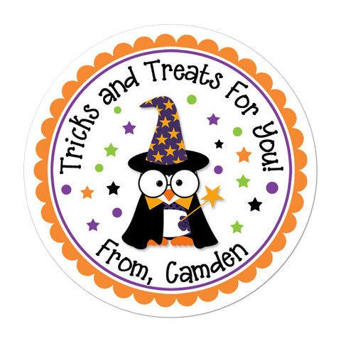 Wizard Owl Personalized Halloween Sticker