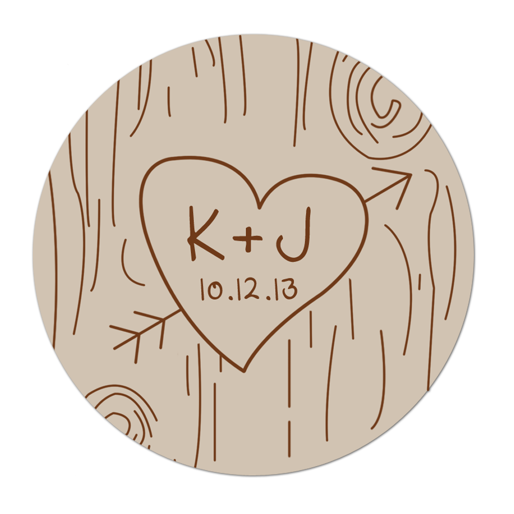 Wood Carving Personalized Sticker Wedding Stickers - INKtropolis