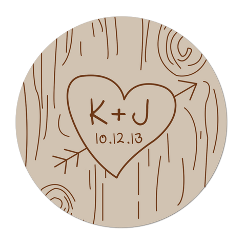 Wood Carving Rustic Wedding Favor Sticker