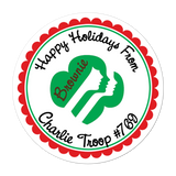 Holiday Girl Scout Personalized Sticker Christmas Stickers - INKtropolis