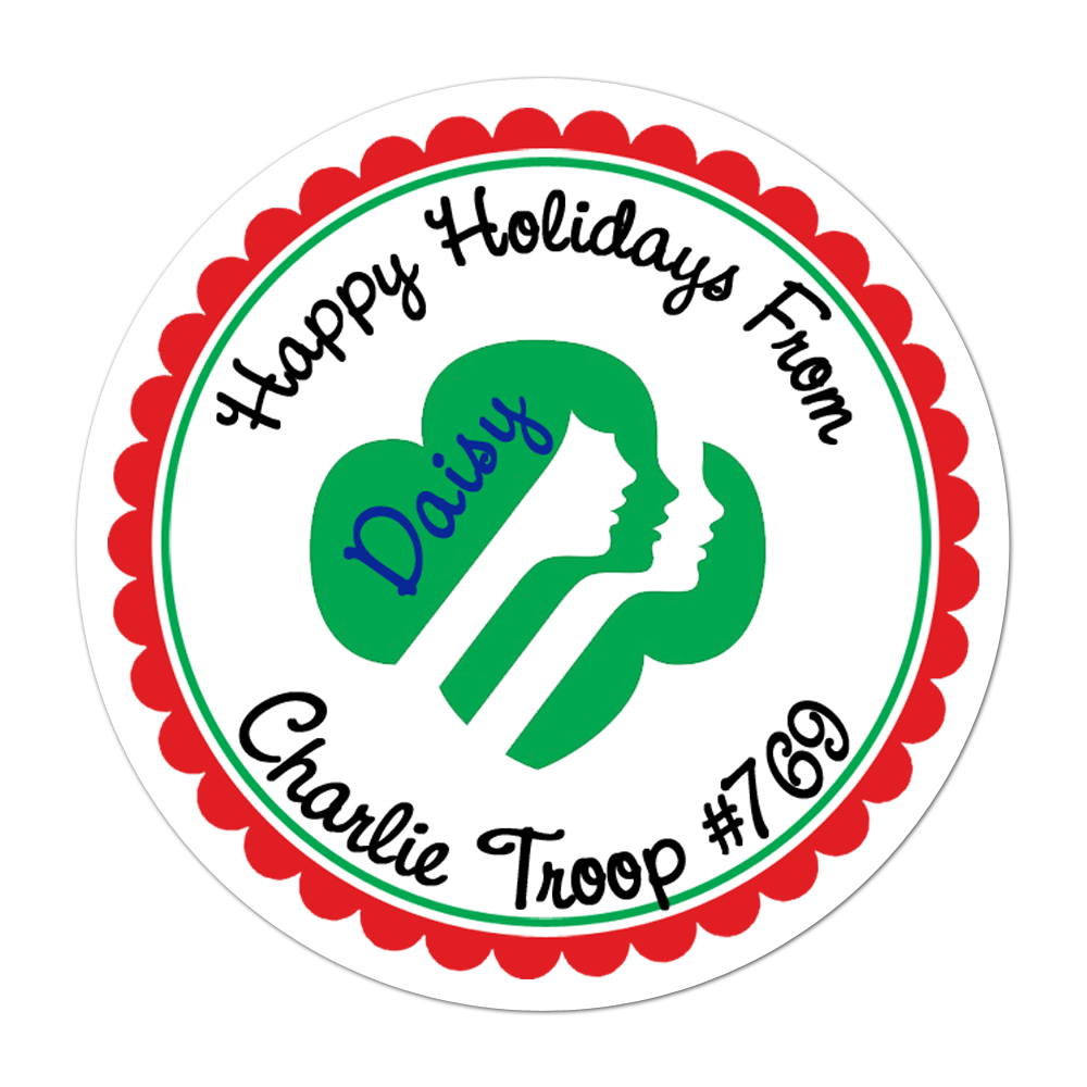 Holiday Girl Scout Personalized Sticker Christmas Stickers - INKtropolis