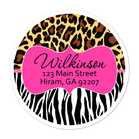 Zebra And Leopard Print Personalized Sticker